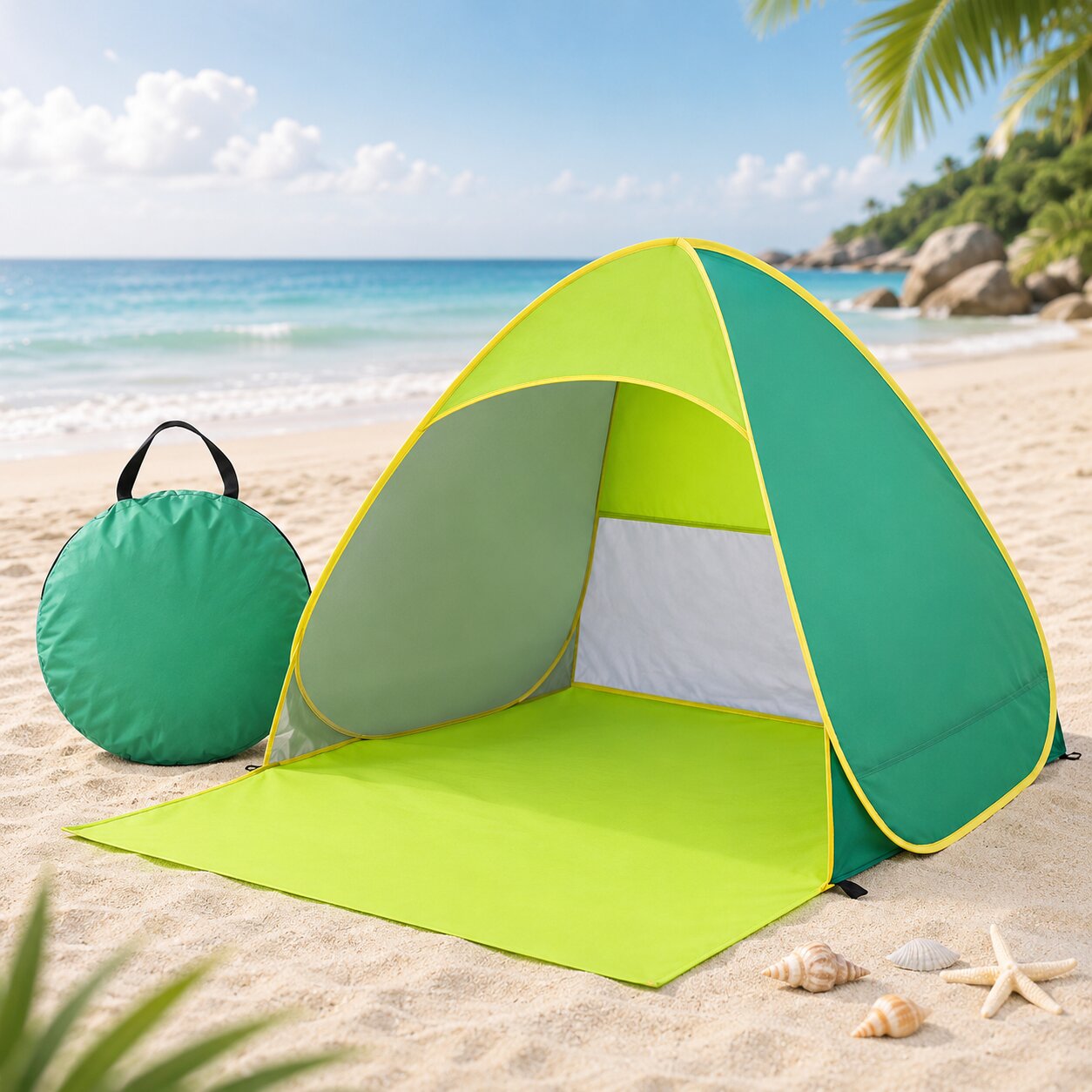 Pop-Up Strandmuschel - UV-Schutz 50+ - Aufbau in Sekunden