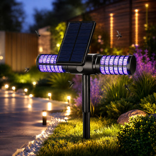 Solar Mückenlampe Außen - Insektenvernichter Erdspieß - Wasserdicht UV