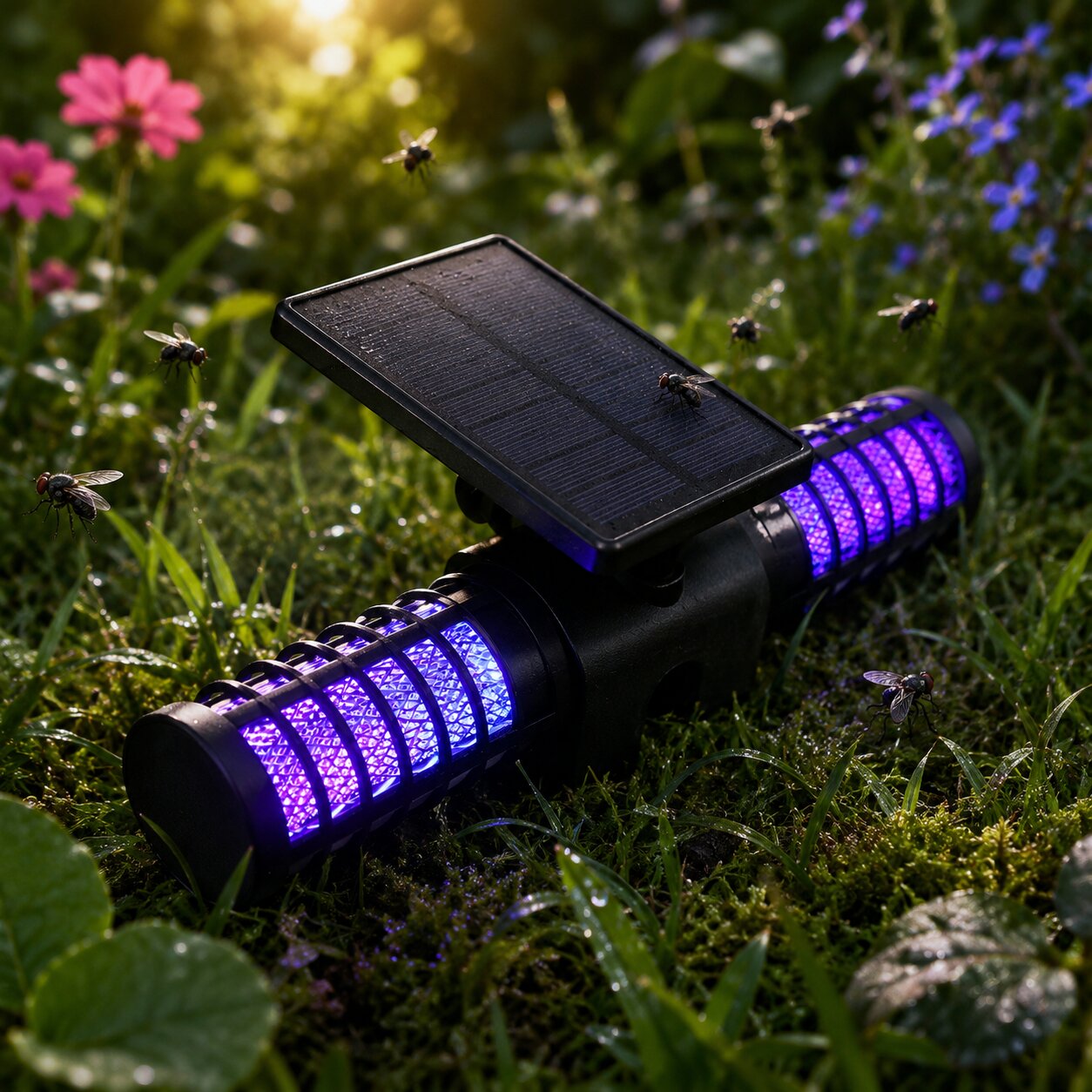 Solar Mückenlampe Außen - Insektenvernichter Erdspieß - Wasserdicht UV