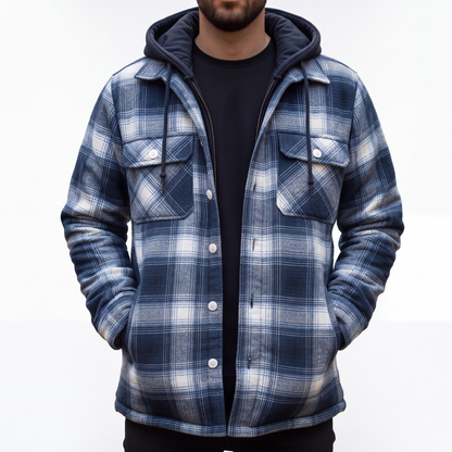 Flanelljacke Herren Kariert - Winddicht - Abnehmbare Kapuze