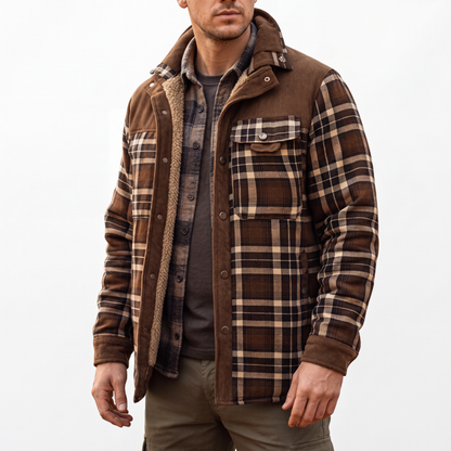 Flanell Pulloverjacke Herren - Winddicht - Fleecefutter & Taschen
