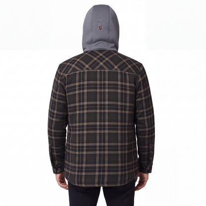 Flanelljacke Herren mit Kapuze - Winddicht - Sherpa-gefüttert & Kariert