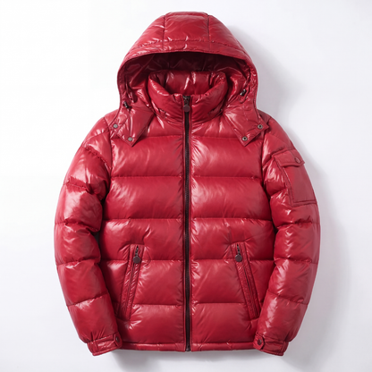 Daunenjacke Herren - 80 % Entendaune - Abnehmbare Kapuze & Glanz