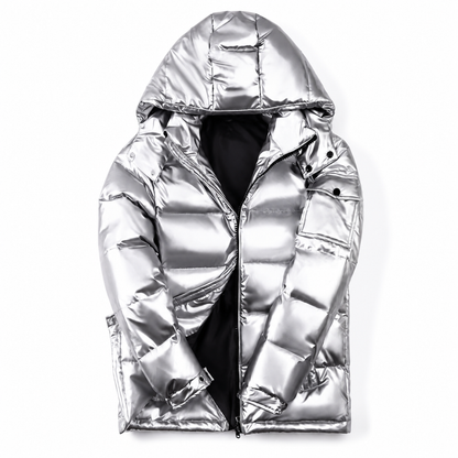 Daunenjacke Herren - 80 % Entendaune - Abnehmbare Kapuze & Glanz