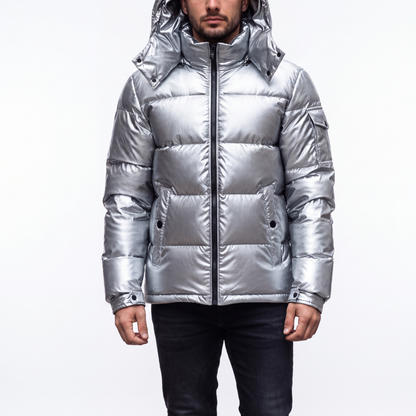 Daunenjacke Herren - 80 % Entendaune - Abnehmbare Kapuze & Glanz