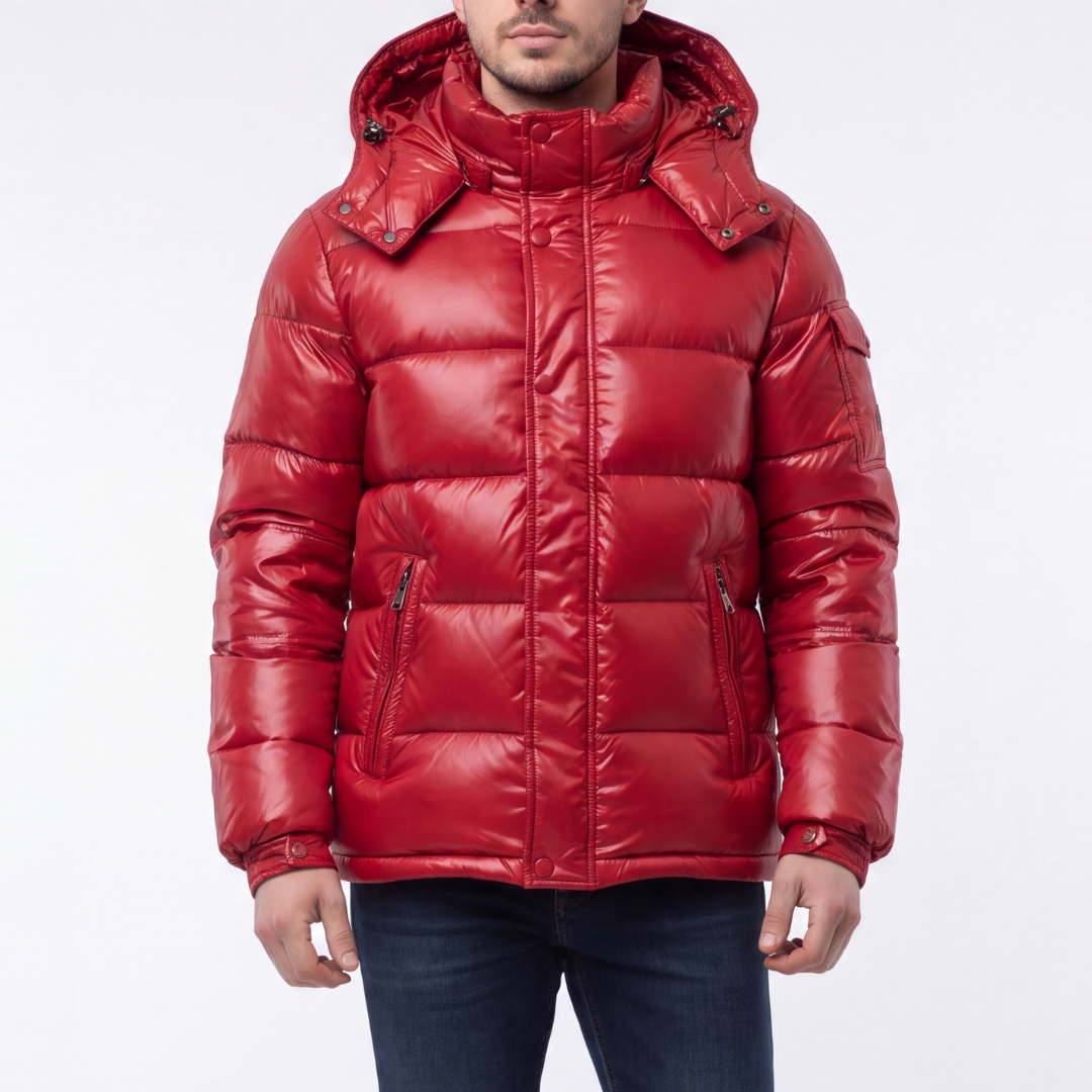 Daunenjacke Herren - 80 % Entendaune - Abnehmbare Kapuze & Glanz