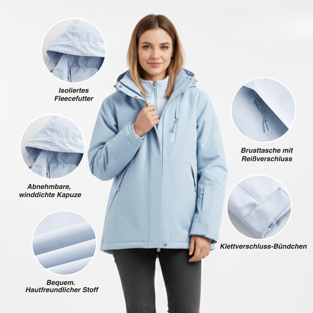 Regenjacke Damen 3-in-1 - wasserdicht - mit Fleecejacke