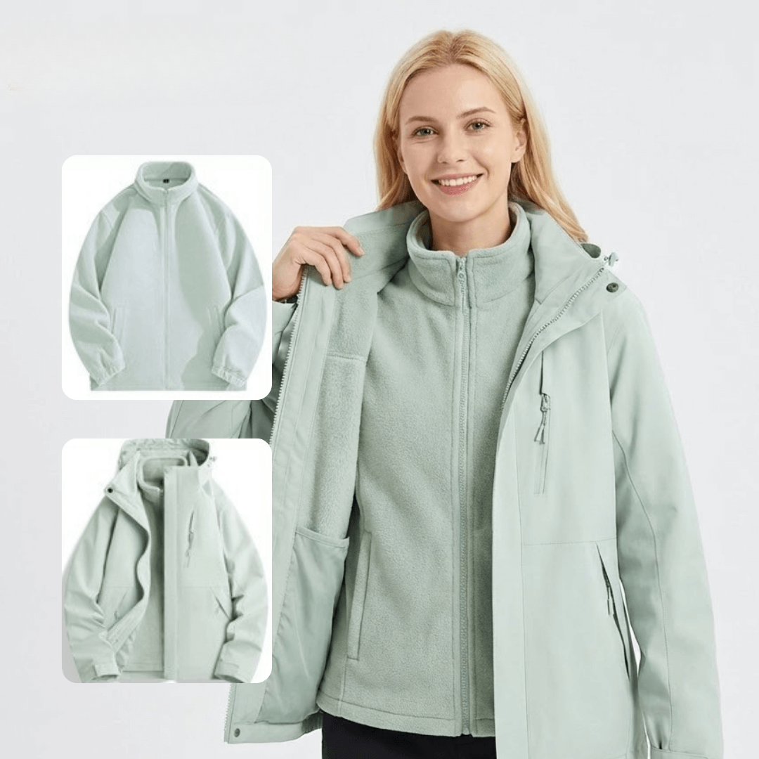 Regenjacke Damen 3-in-1 - wasserdicht - mit Fleecejacke
