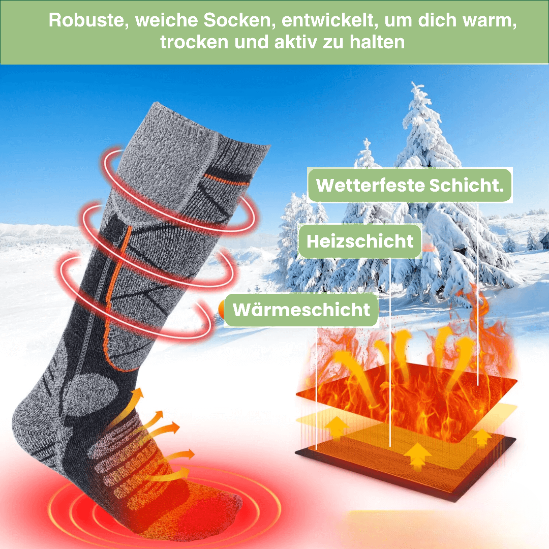 Heizsocken mit Akku - 3 Wärmestufen - für Ski und Outdoor