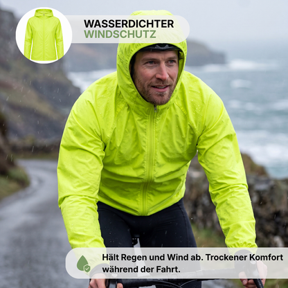 Packbare Fahrradjacke mit Kapuze Unisex - Wasserdicht & Winddicht