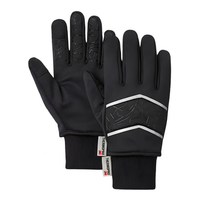 Winterhandschuhe in Schwarz mit Touchscreen-Fingerkuppen und silbernen Streifen
