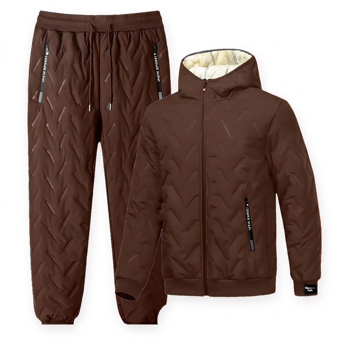 Thermoanzug Herren in Dunkelbraun, Jacke und Hose im gleichen Farbton