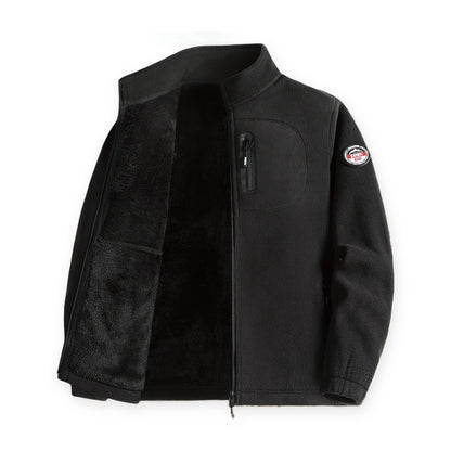 Fleecejacke Herren in Schwarz mit Stehkragen und Reißverschluss