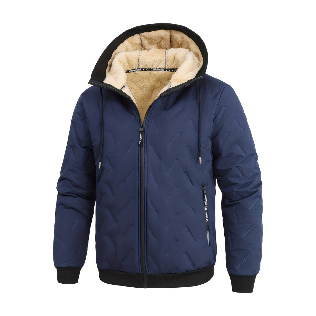 Winterjacke Herren mit Kapuze in Marineblau mit Strickbündchen