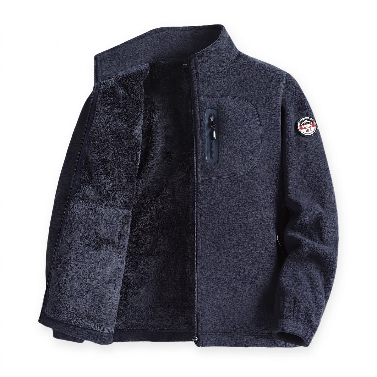 Fleecejacke Herren in Marineblau mit Brusttasche