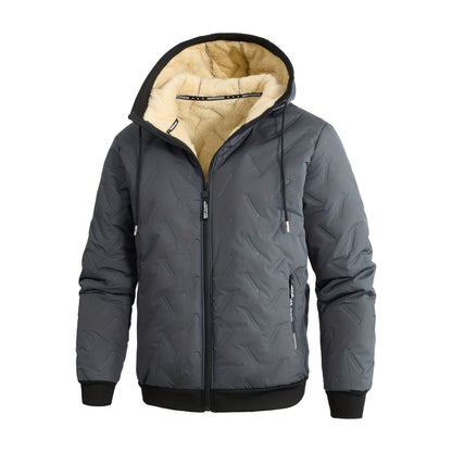 Winterjacke Herren mit Kapuze in Schiefergrau mit Reißverschlusstaschen