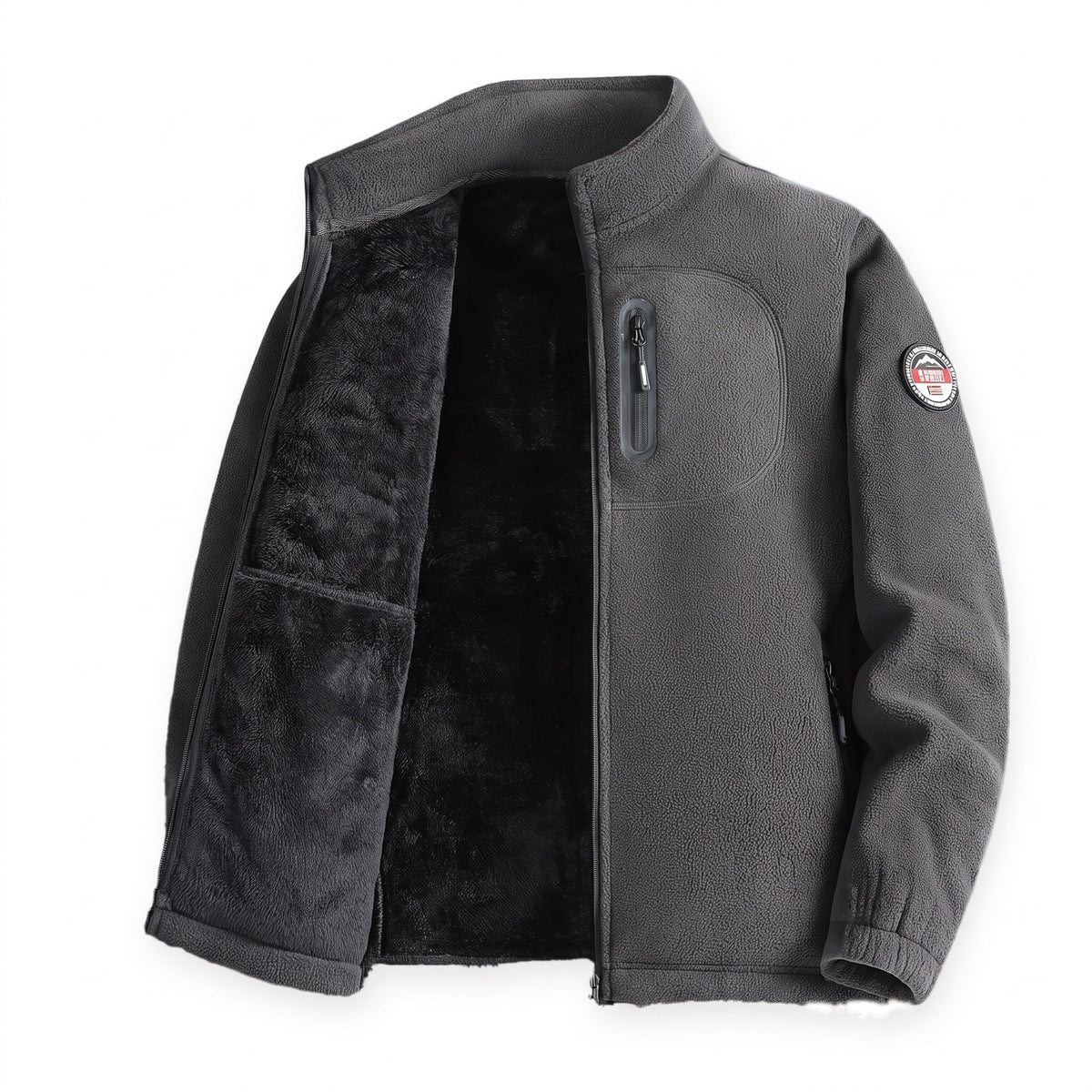 Fleecejacke Herren in Dunkelgrau mit Plüschfutter