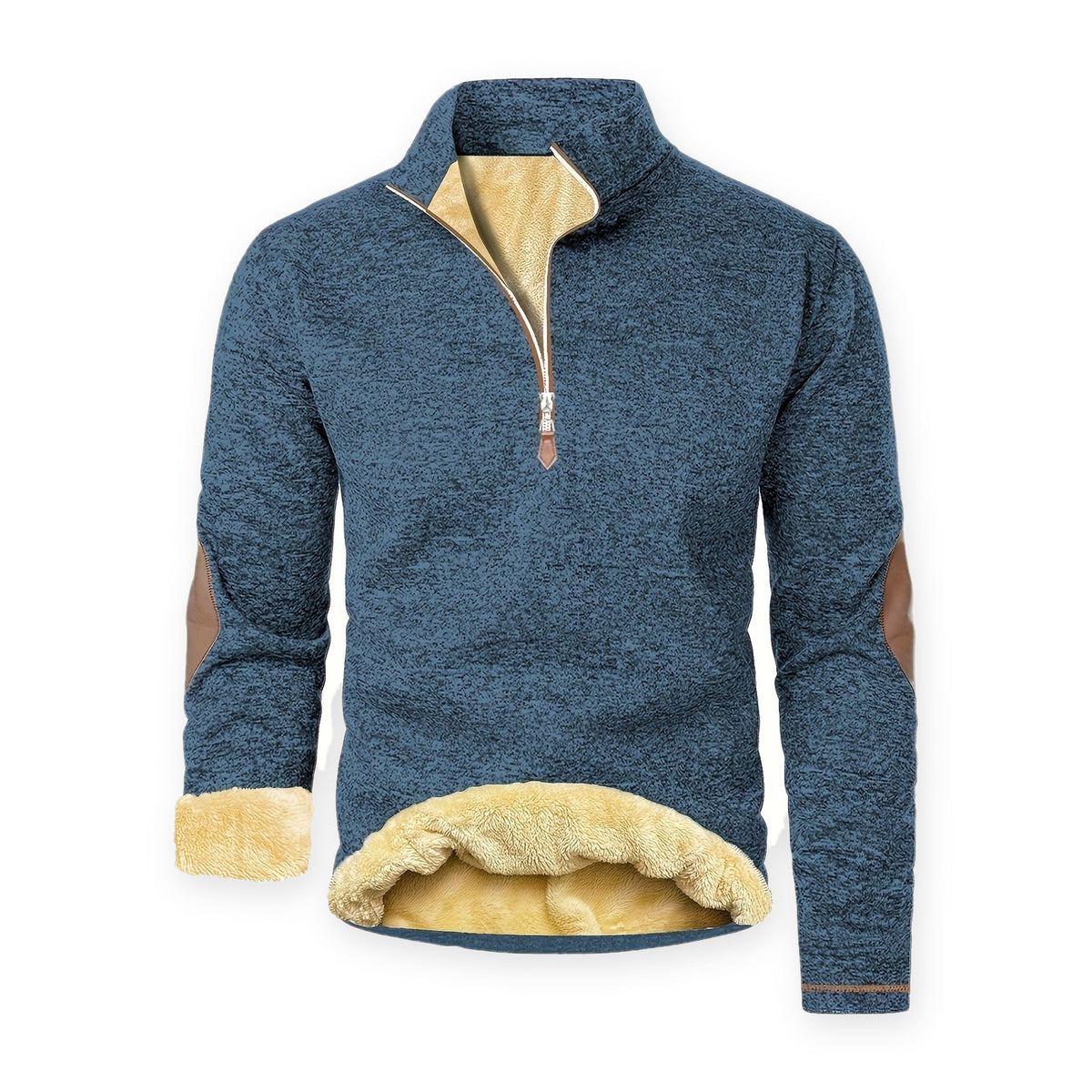 Troyer Herren in Petrol – Strickpullover mit Lammfleece-Futter und Reißverschluss