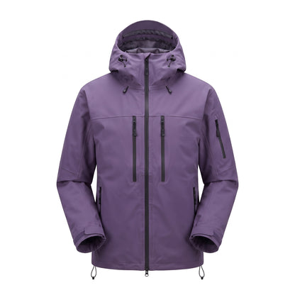 Skijacke Unisex Violett – Schneejacke mit Kapuze auf weißem Hintergrund
