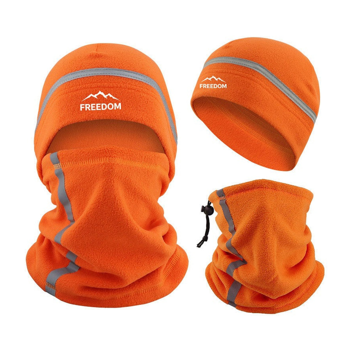Schlauchschal und Mütze Set in Orange mit Kordelzug am Schlauchschal