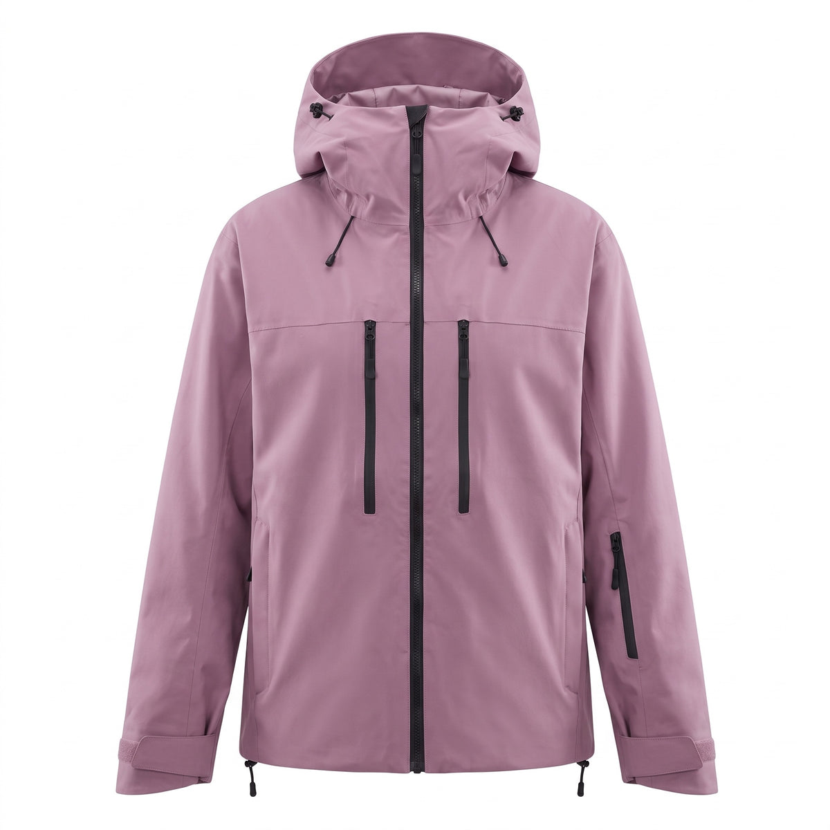 Skijacke Unisex Altrosa – Schneejacke mit Kapuze, Frontansicht